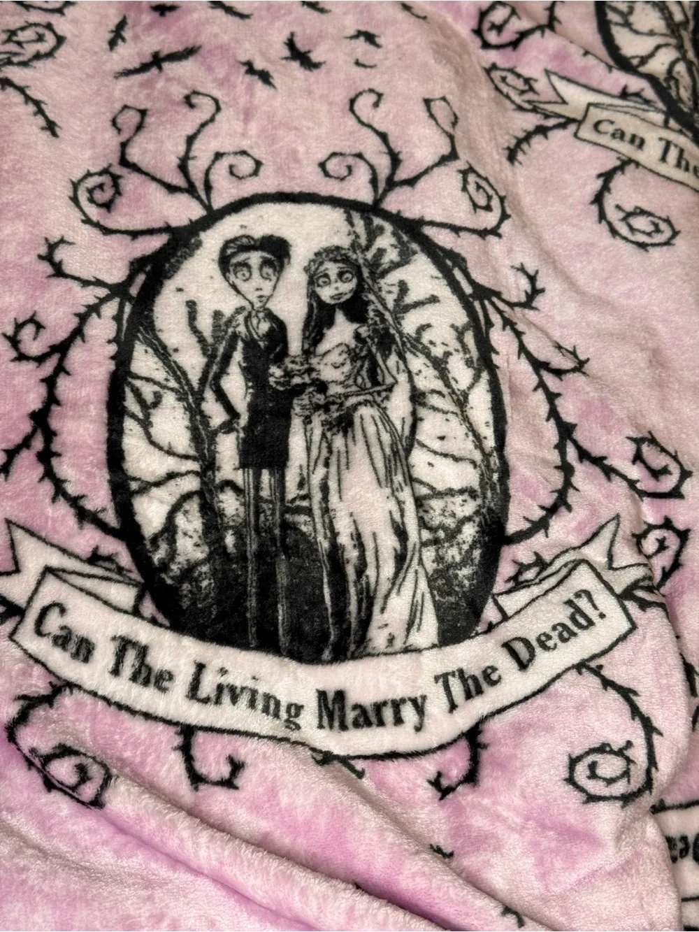 Tim Burton’s The Corpse Bride Plush Throw Blanket w/ Stars Emily & Victor Vinyls